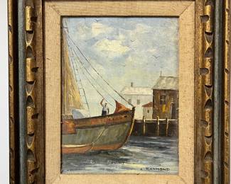 L. Raymond "Wolsey Original" Oil Painting Of A Port Scene