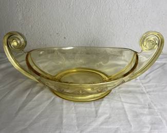 Vintage Fostoria Yellow "Versailles" Trophy Form Bowl, 14"