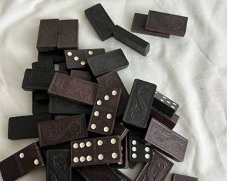 Vintage Milton Bradley Halsam Double Six Dragon Dominoes