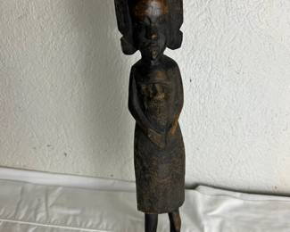 Vintage African Carved Hardwood Woman Statuette