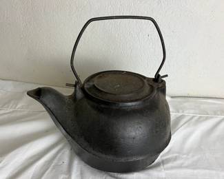 Large, Heavy Antique Cast Iron Fireplace Kettle