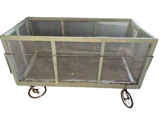 Antique Folding Playpen On Wheels