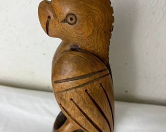 Two-Tone Carved Tropical Hardwood Parrot Figurine, 8"