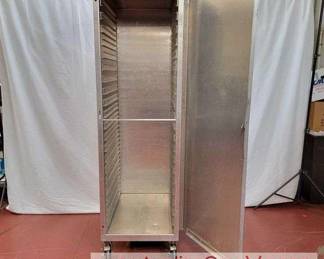 Enclosed Aluminum Cabinet. On Wheels. Holds Twenty 18 x 26 Pans