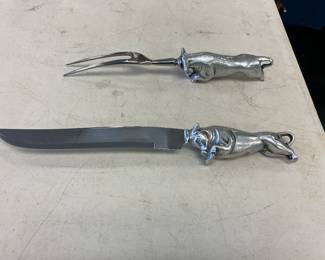 Carving Set w/ Bull Handles 