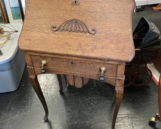 Oak Front Open Drop Desk 