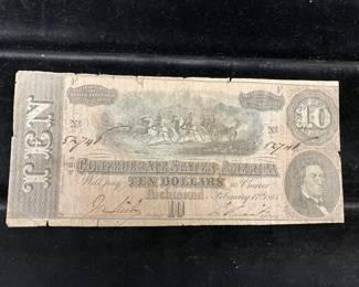Confederate Ten Dollar Bill
