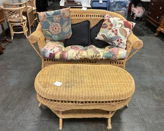 Wicker Bench & Table 