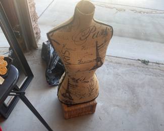 Burlap covered bust mannequin