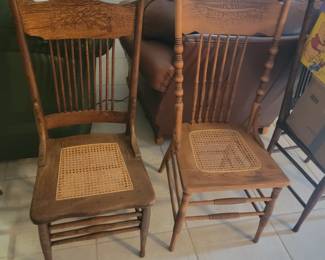 OFF SITE
4 wood chairs with wicker seats $100