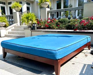 $1000; 60 x 80 x 18; Restoration Hardware full-sized teak bed with cushion