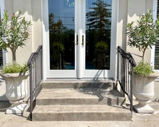 $450 each (2 available as shown) (2 additional available with different plantings); large, concrete urns with plantings; you move