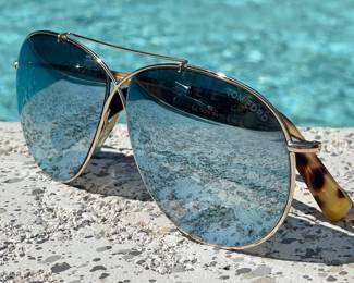 $50; Tom Ford aviator glasses with tortoise shell arms; missing 1 nose pad