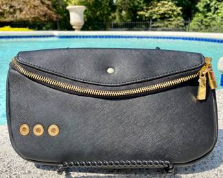 $24; black and gold zipper shoulder bag or waist pack; brand new