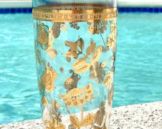 $150; vintage Culver cocktail shaker plus four shot glasses that are not marked Culver but look great with it