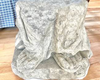 $250; 15 x 10 x 12; robed figure statue fragment from Restoration Hardware; made of resin; brand new