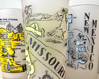 $8 each; many available; vintage state/city/national parks glasses; most are frosted; great pictures and colors