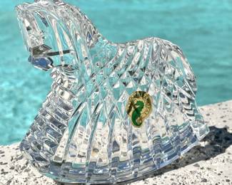 $50; 5 x 1.5 x 4; Waterford crystal rocking horse