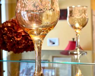 $60; 6.5”h; set of 6 Fumo wine glasses with beautiful details