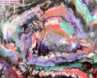 $650; 48 x 48; commissioned, original, large-scale artwork in vivid colors; very heavy, you move