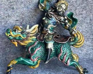 06 Chinese Warrior on Dragon Horse Roof Tile