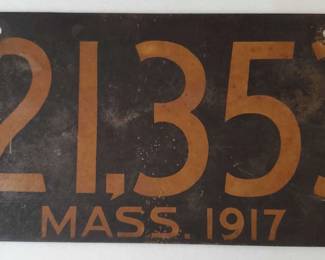 Antique Massachusetts 1917 License Plate