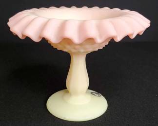Fenton Burmese Hobnail Glass Compote