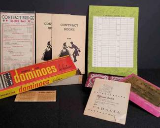 Vintage Dominoes And Canasta Card Game Accessories