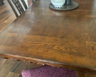Antique Mission dining table with leave and 6 chairs