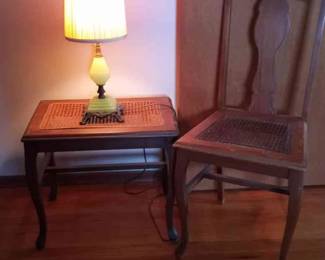 Cane Table, Chair Lamp