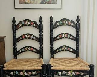 Hand Painted Chairs  A Signed Watercolor 
