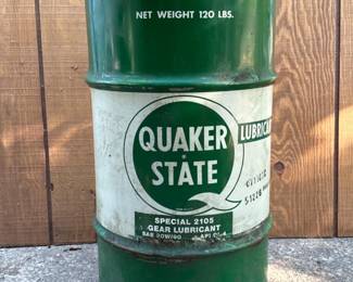 Vintage Quaker State Metal Drum with Lid