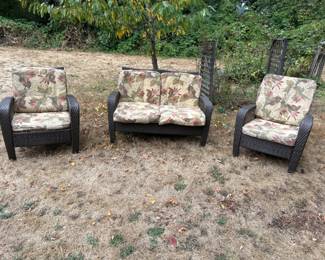 Woven Patio Set with Cushions - Loveseat & 2 Chairs