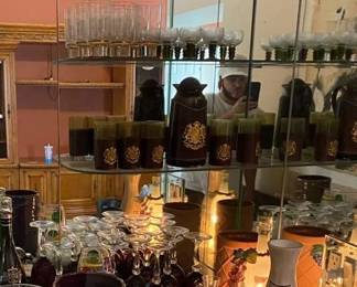 Assorted Glassware And Bar Decor