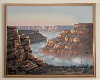 E. Lee Painting Of The Grand Canyon On Canvas