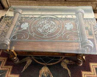 Glass Wood Coffee Table