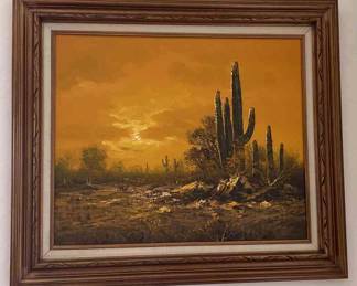 Signed Painting Of The Desert On Canvas 