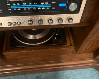 Vintage Magnavox record player with console  