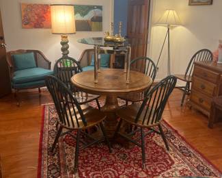 Inlayed table pedestal art rug