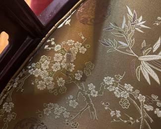 Silk fabric on the rosewood chair and couch 