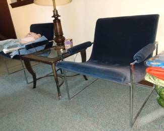 Pair Milo Baughman scoop chairs 