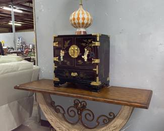 Entry Table, Asian furniture and mid Century Lamp Orlando