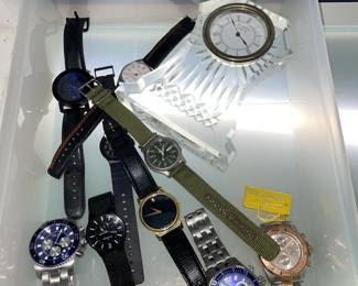 Watches and Waterford clock 