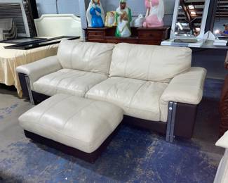 Leather Modern Sofa and Ottoman