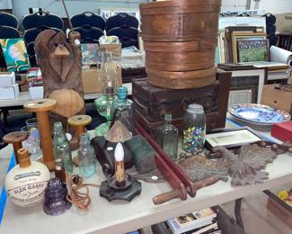 Vintage Bottles, marbles, wooden cases and more!