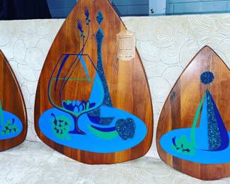 Vintage solid walnut wall art Orlando Auction