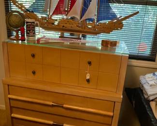 Midcentury Modern chest and matching bedside table. Handmade ship