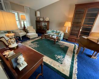 Oriental handmade wool rub, beautiful large bookcase,