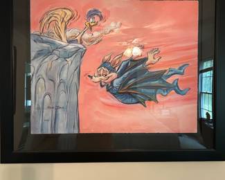 Hand signed 70/250 Chuck Jones original Road Runner and Coyote               Near Miss