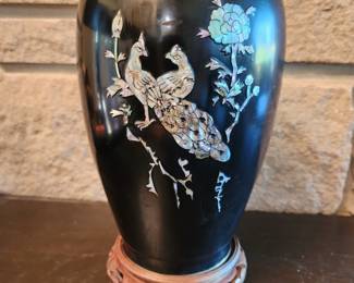 KOREAN INLAY MOTHER OF PEARL VASE CLOISSONE VASE